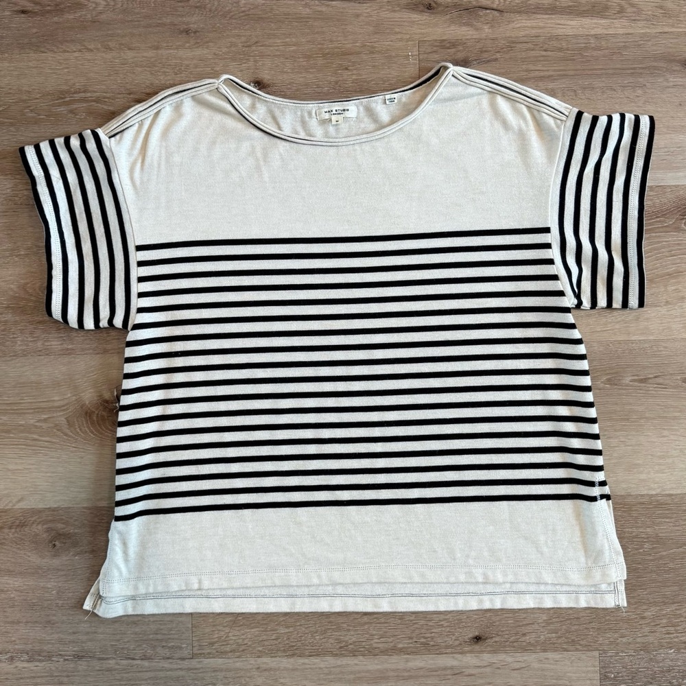 Max Studio Striped Black and Cream Shirt